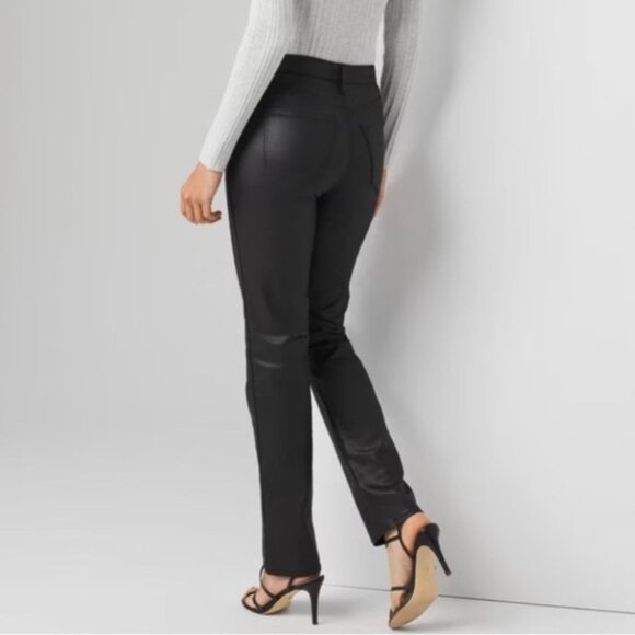 White House Black Market Straight High-Rise Vegas Coated Black size 4 NWT - Picture 2 of 14